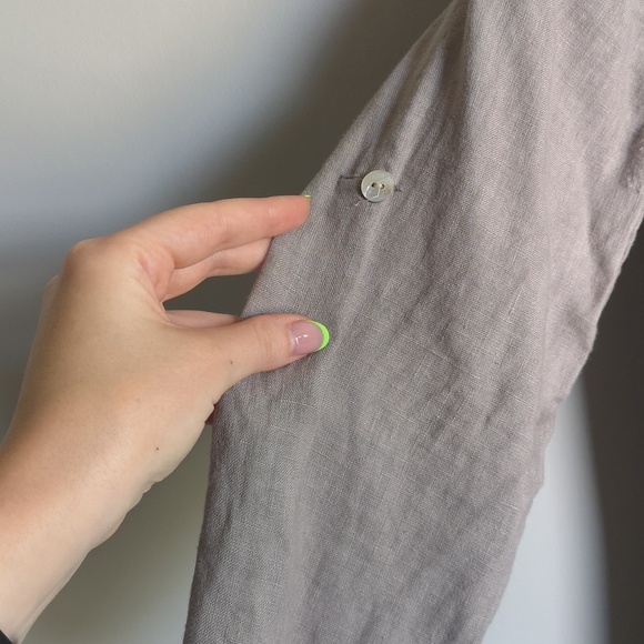 Terzo Millenio 100% Linen Grey Fitted Midi dress 3/4 Sleeve - Picture 3 of 5